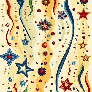 多彩星星波点抽象图案背景