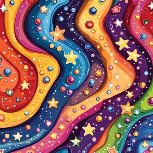 梦幻多彩星空波纹图案