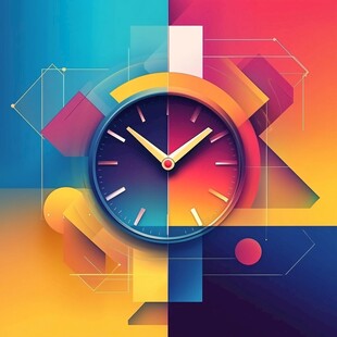 多彩几何风格的创意时钟