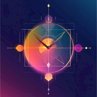 炫彩几何时钟艺术图形