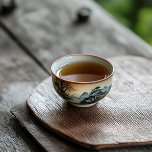 古风茶杯中的香茗