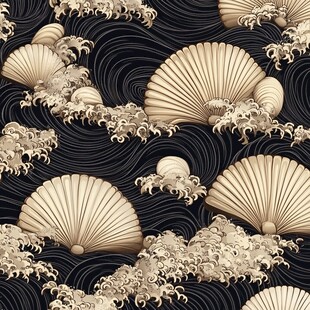 日式海浪扇贝花纹图案