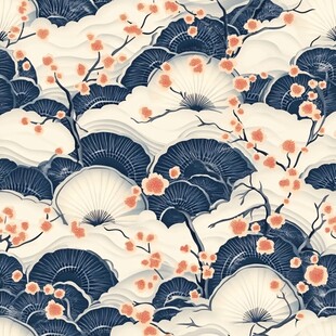日式和风扇浪梅花图案