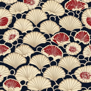 日式扇形花纹无缝图案