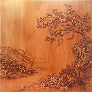 木雕山水风景图