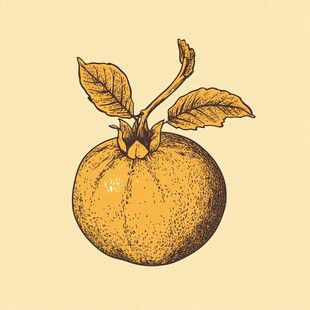 手绘柑橘插画 简约风格