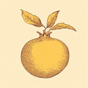 手绘复古风石榴果实插画