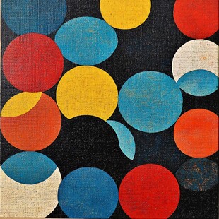 多彩圆形抽象艺术画作