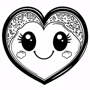 心形卡通笑脸图案设计