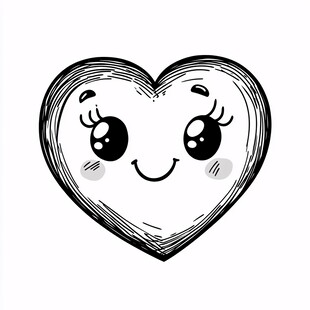 可爱心形笑脸插画