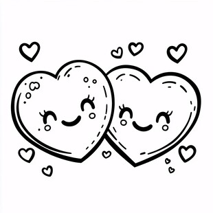可爱双心卡通图案