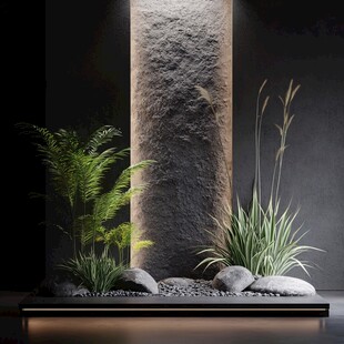 禅意石景植物室内装饰