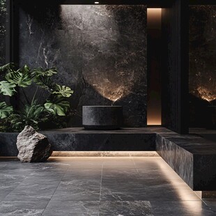 现代暗黑风室内景观一角