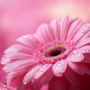 粉色雏菊上的晶莹水珠