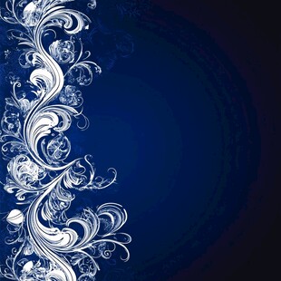 深蓝背景白色华丽花纹图案