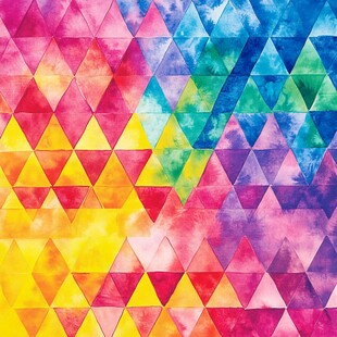 多彩三角几何水彩图案