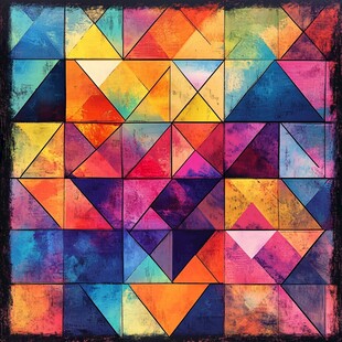 多彩几何拼接抽象艺术图案