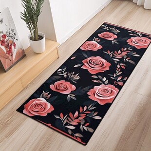 玫瑰图案长条地垫装饰空间