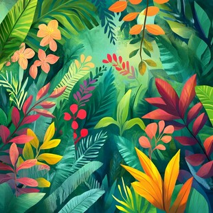 热带植物缤纷插画