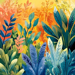 多彩植物插画营造自然氛围