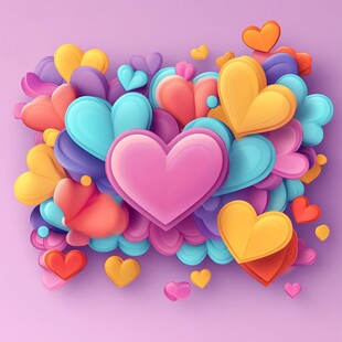 缤纷爱心堆叠的浪漫图景
