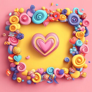 彩色糖果爱心创意装饰图