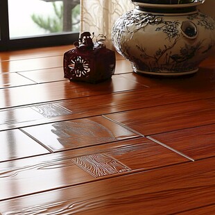 实木地板上的中式摆件