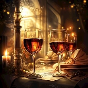 烛光下的优雅红酒时光