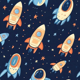 火箭星星构成的梦幻图案