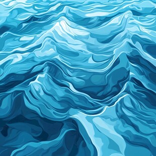 蓝色水波抽象艺术插画