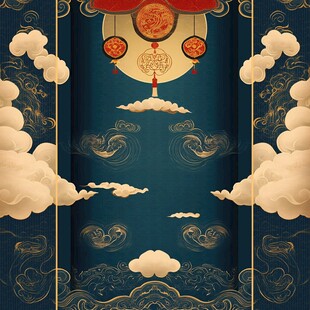 中式古风云纹祥瑞背景图