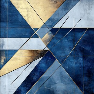 蓝金几何抽象艺术装饰画