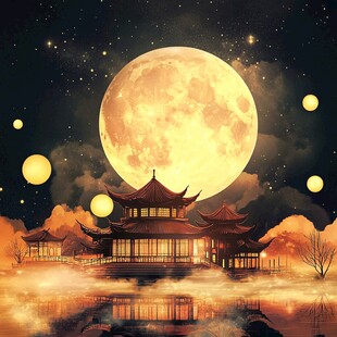 月夜古亭 梦幻中式美景