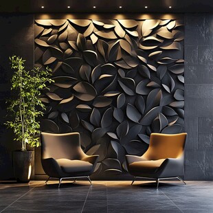 现代艺术风墙面与休闲座椅