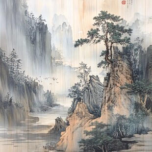 水墨山水间 孤松立奇峰