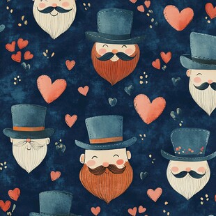 复古绅士与爱心图案背景