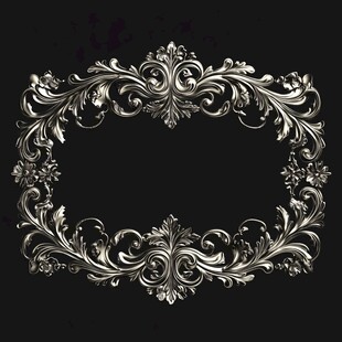 银色复古花纹边框图案