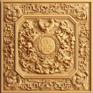 中式木雕浮雕 祥瑞图案装饰