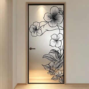 简约花卉艺术玻璃房门