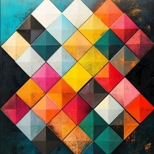 多彩几何方块抽象艺术图案