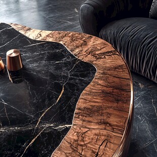 奢华大理石拼接茶几一角