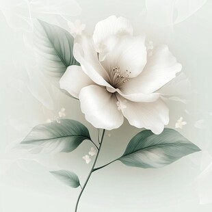 白色花卉唯美插画
