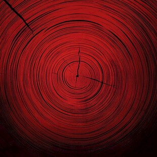 红色年轮纹理抽象背景图