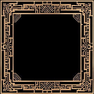 中式黑金边框装饰图案