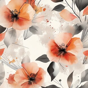 水彩花卉图案 优雅艺术风