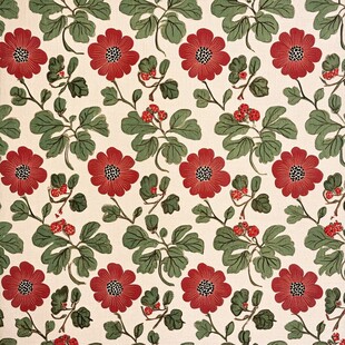 复古花卉绿叶图案布料