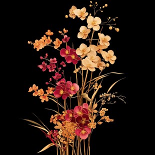 华丽多彩兰花插花艺术图