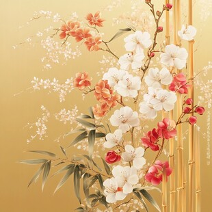 金底繁花翠竹中式雅致景