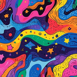 梦幻炫彩星空抽象图案