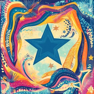 五彩星芒环绕的绚丽图案